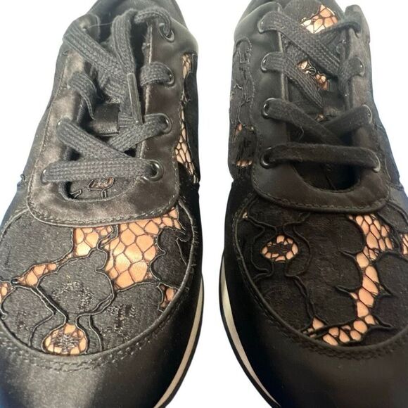 Zara Basic Black Lace Satin Sneakers Size 37 6.5 - Picture 4 of 12